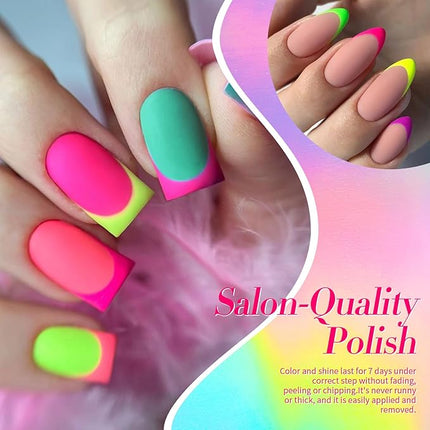 Born Pretty Neon Nail Polish Set, 15 Colors Spring Summer Nail Polish Quick Dry Nail Polish Kit Hot Pink Yellow Green Blue Neon Nail Lacquer Manicure Set for DIY Nail Art Salon Home Gift