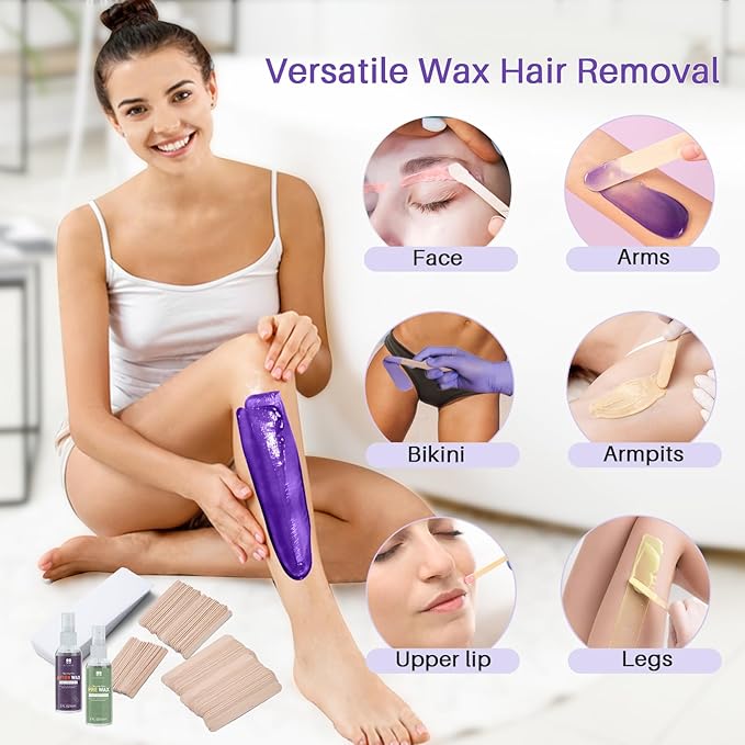 BLITZWAX 120pcs Wooden Waxing Sticks Kit for Hard Wax Hair Removal, Eyebrow Large and Small Applicators for Face, Body, and Lip, with 30 Wax Papers and Oils, Ideal for Women’s At-Home Waxing