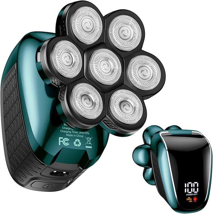 Head Shavers for Bald Men: 5-in-1 Electric Razor - Waterproof Shaving Grooming Kit for Balder - Turbo Speed & Precision Blades (Green)
