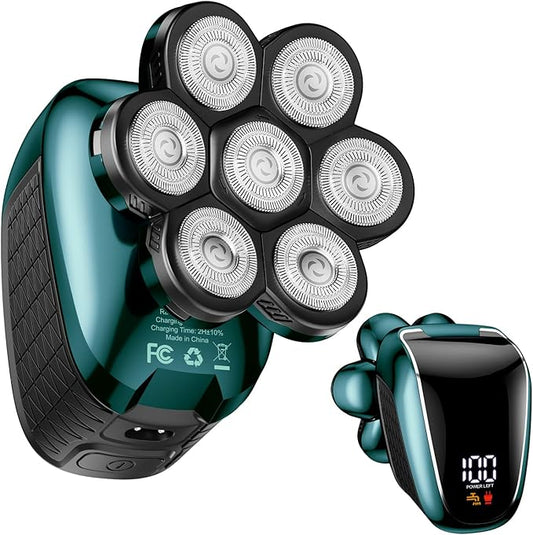 Head Shavers for Bald Men: 5-in-1 Electric Razor - Waterproof Shaving Grooming Kit for Balder - Turbo Speed & Precision Blades (Green)