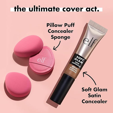 e.l.f. Pillow Puff Concealer Sponge, Beauty Blender For Streak-Free, Even, Makeup Application With Airbrushed Finish, Latex-Free, Vegan & Cruelty-Free
