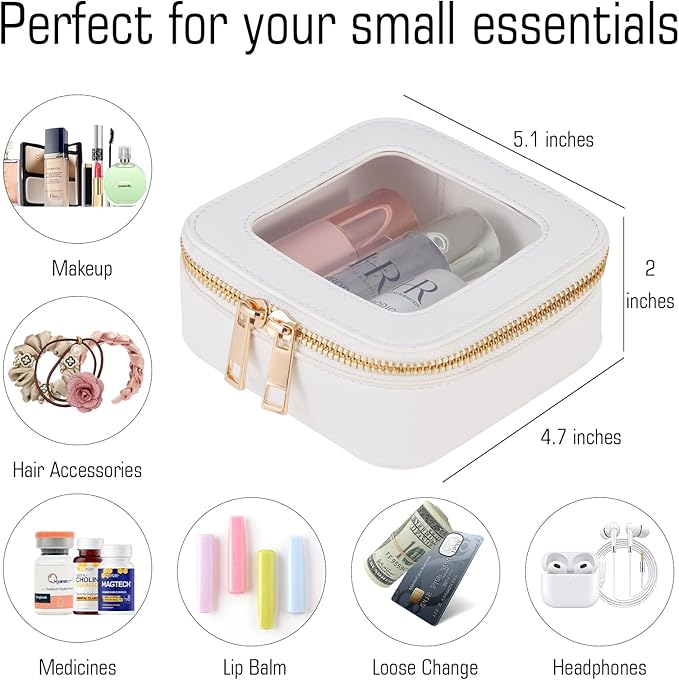 Mini Clear Makeup Bag Cosmetic Bags with Zipper,Travel Small Makeup Bag Organizer Case for Purse,Waterproof Clear Toiletry Bag for Women,Car Organizers and Storage
