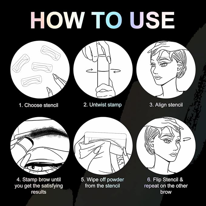 Eyebrow Stamp Stencil Kit - One-Step Eye Brow Stencil Kit with 24 Reusable Thin & Thick Eyebrow Stencils, Long-Lasting Waterproof & Smudge-Proof Brow Stamp Kit for Perfect Eye Makeup