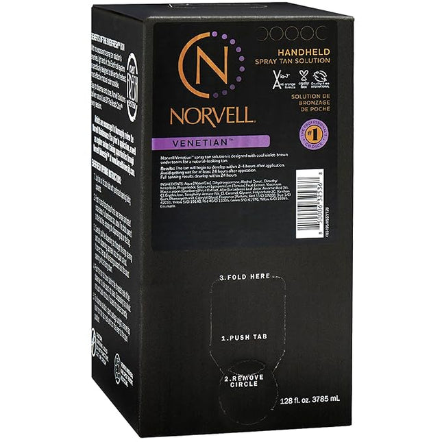 Norvell Premium Spray Tan Solution Venetian Gallon 128 fl oz – Professional Sunless Tanning Formula for Natural Bronze Glow, Streak Free, Fast Drying, Long Lasting Color