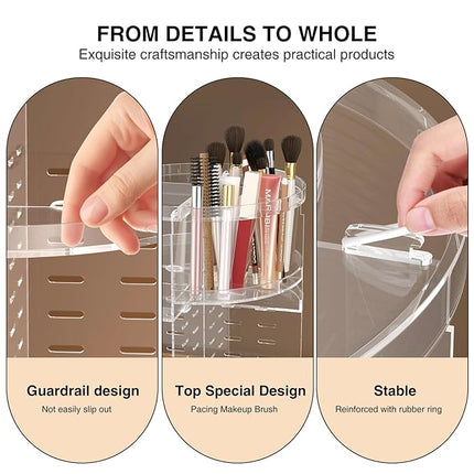 360° Rotating Makeup Organizer, DIY 7 Adjustable Layers Spinning Holder, Large Capacity Cosmetic Storage Box Skincare Perfume Organizer for Vanity Countertop (Small Ultra Clear)
