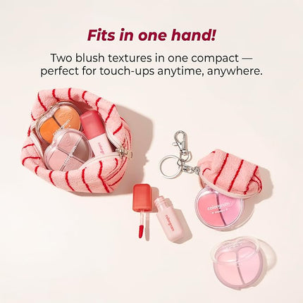COLORGRAM TINTIN DORY DUO BLUSHER 05 RED HEART DUO | Dual Texture Cream & Powder Blush in One | Natural Flush to Matte Finish Cheek Color | Buildable, Compact Korean Blush for Daily Makeup