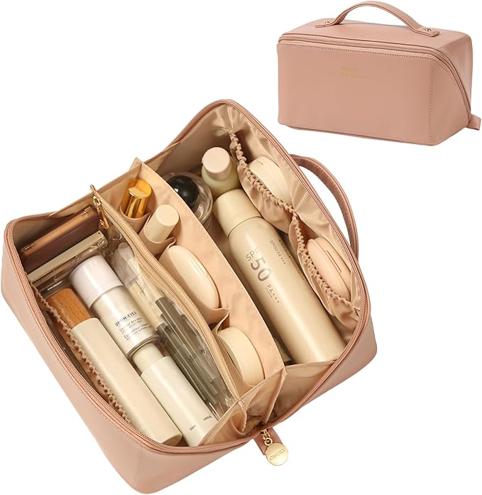 Travel Makeup Bag Toiletry Bag for Women Large Cosmetic Travel Bag Makeup Storage Box Skincare Organizer Vanity Organizer Bag Multi-Function Makeup Organizer with Compartments Travel essentials