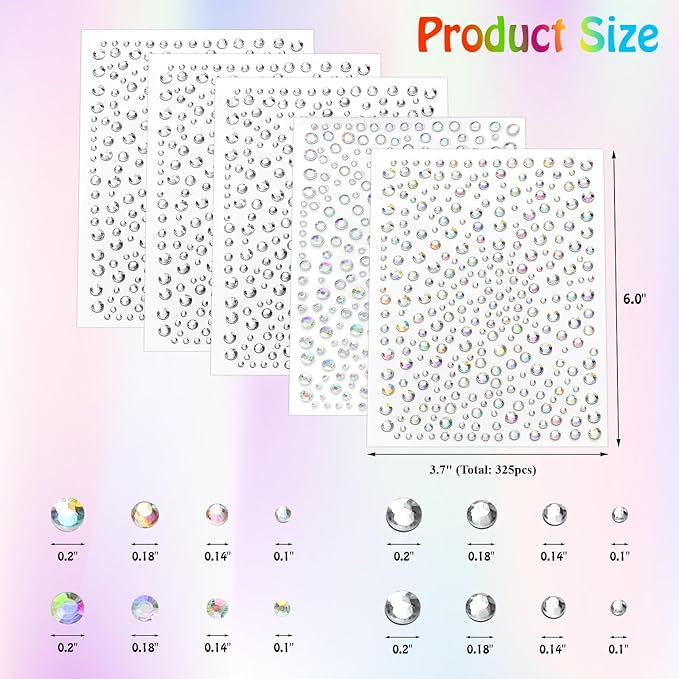 1625 PCS Gem Rhinestones Stickers for Crafts, Face Eye Hair Nail Body Makeup, Glitter Small Festival Jewels Rave Accessories for Women WUINOID