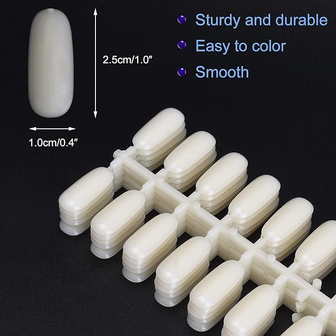 Noverlife 600PCS Flat False Nail Tips for Nail Color Display Book, Fake Nail Art Tips for UV Gel Polish Nail Color Swatches Samples Organizing Tabletop Display Board Nail Salon Practice