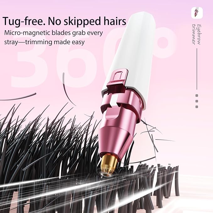 Facial Hair Remover for Women - White USB Rechargeable Eyebrow Trimmer & Face Shaver with LED Light, 2-in-1 Hair Removal Device for Smooth Skin