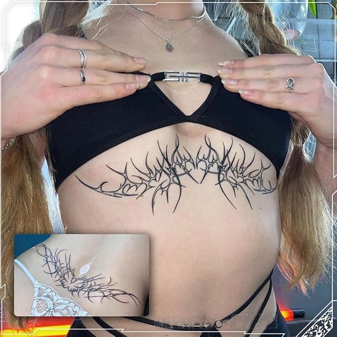 Large Temporary Tattoos Women Temporary Neck Tattoos Temporary Realistic Flower Chest Tattoo for Adults (Temporary Tattoos Sticker 22)