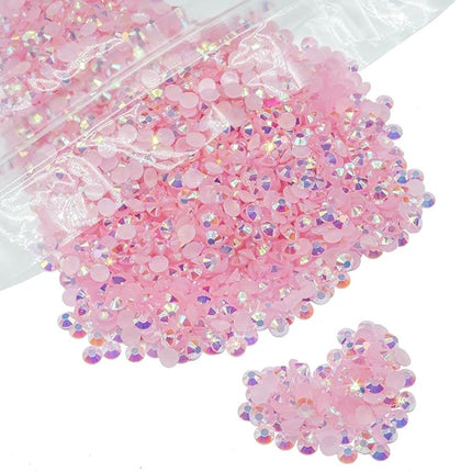 qiipii 20000PCS 3mm Pink AB Resin Rhinestones, Light Pink AB Flatback Jelly Resin Rhinestones Bulk SS10 Non-Hotfix Stones Diamonds Crystals Gems for Mugs Tumblers Bottles DIY Crafts Decoration etc