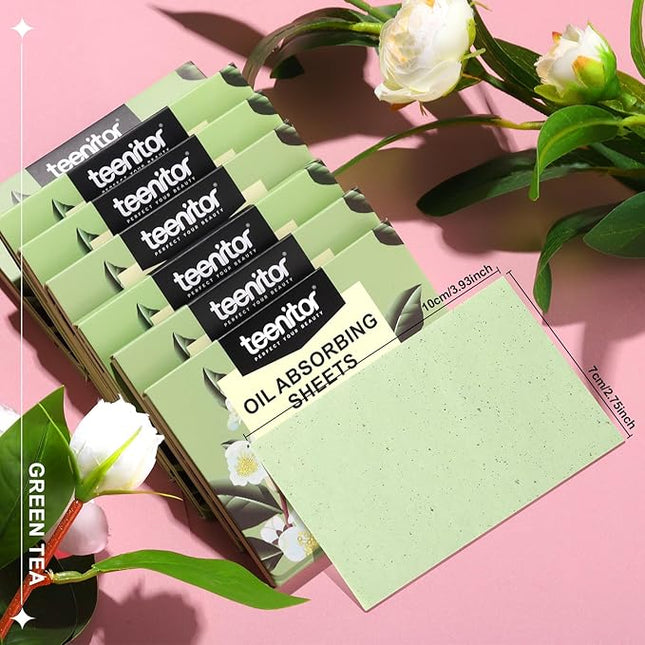 Teenitor Green Tea Blotting Paper - 800 Oil Absorbing Sheets for Oily Skin, Face Oil Control Film