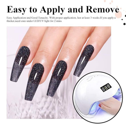 Imtiti Black Glitter Gel Polish,15ML Black Sparkle Iridescent Diamond Gel Polish Soak off UV Nail Art Manicure for Salon DIY at Home 1Pcs
