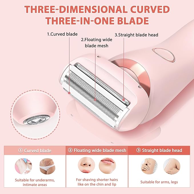 The Glide Pro 3.0 Razors,Smooth Shave Pro for Women,2 in 1 Electric Shaver Razors,Wireless Bikini Trimmer for Pubic Hair,Waterproof Wet & Dry Use for Armpit Legs Face Hairs (Blue)