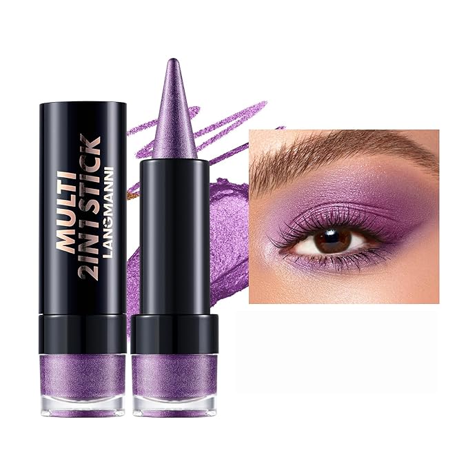 AMY'S DIARY Lilac Bloom Eye shadow & Eyeliner Stick 2-in-1, Purple Cream Eyeshadow Pencil + Gel Eyeliner | Waterproof, Smudge-Proof Eye Makeup Crayon for woman, Face & Lip | Twist-Up Eye Shadow Pen