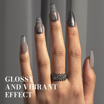 MelodySusie Blcak Glitter Gel Nail Polish,0.5fl oz Nails Soak Off UV LED Black Sliver Glitter Gel Polish Gift for Women Nail Art Manicure Salon DIY Nail Design Decoration at Home-z200-A2080