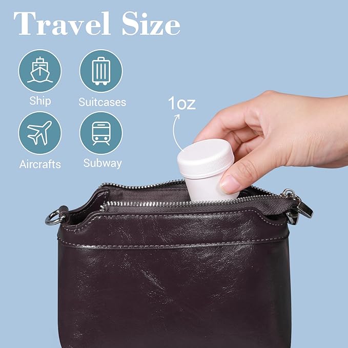 ASEVAT 6 Pack Airtight Plastic Jars, Leak-Proof Travel Size Jar | Refillable Cosmetic Containers for Creams, Lotions, TSA-Approved Clear Jars with Secure Lids (1 oz, white)