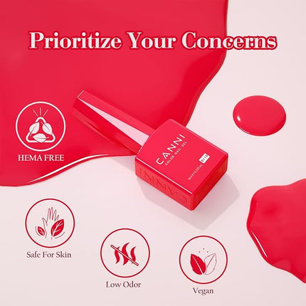 CANNI Pink Gel Nail Polish Set – 6 Colors Hot Light Pink, Magenta – Soak Off UV LED Gel for French Manicure, DIY Nail Art at Home, Long-Lasting Glossy Finish