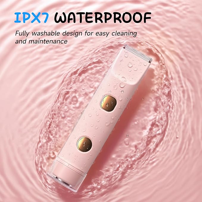 Bikini Trimmer for Women Electric Razors for Women, IPX7 Waterproof Hair Razor, Ceramic Blade Hair Trimmer Wet & Dry Use, Womens Painless Electric Shaver for Facial and Body-Pink
