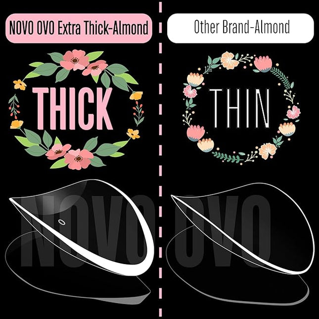 NOVO OVO Extra Thick Almond Nail Tips Press on Natural Curve, Medium Soak Off Soft Gel Fake Nail Extension, Full Cover Matte Cuticle False Nails for Acrylic French, Salon DIY x 14 Sizes 336 pcs