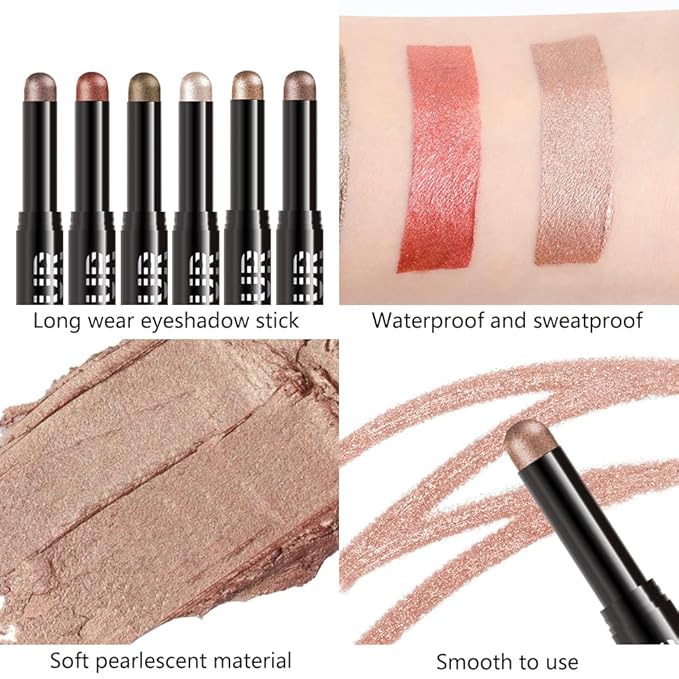 Nuetral Nude Shimmer Cream Eye Shadow Stick Makeup for Women, Bonze Nude Shimmer Matte Eye Shadow Brightener Stick for Eyes, Waterproof Eyeshadow Pencil Applicator Blendable for Eye Highlight 07