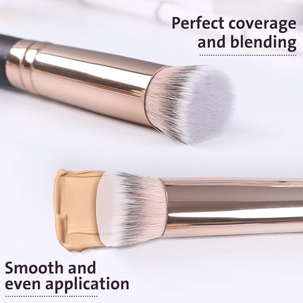 ENERGY Small Foundation Brush for Concealer Makeup Flat Top Concealer Brush Under Eye for Liquid Cream Powder Blending,Buffing Vegan Synthetic Bristles Face Makeup Applicator