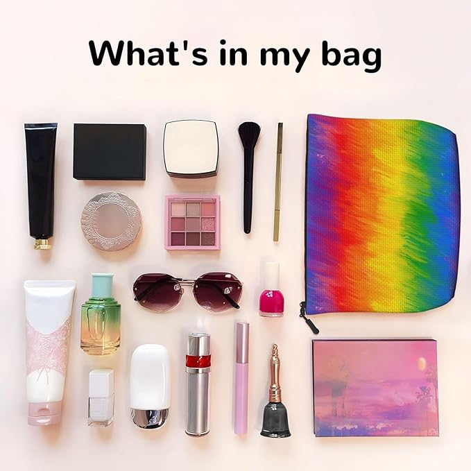 MOLAIGIN Rainbow Pride Gay Lbgt Cosmetic Bag For Women, Travel Makeup Bag, Toiletry Zipper Bag, Large Capacity Aesthetic Cases