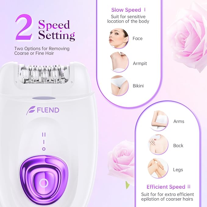 Epilator,Epilators Hair Removal for Women, 2 in 1 Hair Removal Device with LED Light & USB Rechargeable, Electric Shaver for Legs,Underarms,Bikini and Full Body
