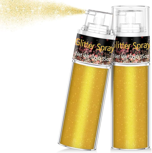 Hair and Body Glitter Spray, 1PC Gold Glitter Hairspray Dry Powder Makeup for Clothes, Festival Rave Prom Loose Sparkle Powder,Holographic Ultra Fine Resin Glitters for Crafts (Gold)