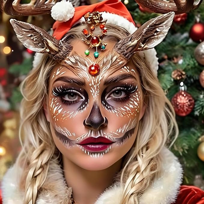 MEICOLY Brown Face Body Paint,2.37Oz Tube Water Based Maroon Face Paint for Deer Cosplay Makeup,Washable Body Paint for Halloween Stage SFX Special Effects Makeup,Face Painting for Adults Kids