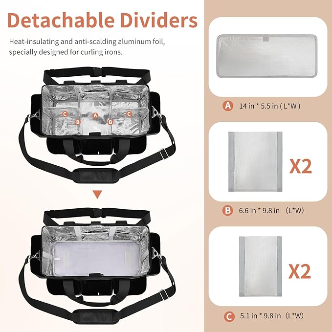 Hairstylist Traveling Bag, Extra Large Hair Tools Travel Bag, Hair Tool Organizer with Adjustable Dividers and Multi Pockets, Professional Makeup Artist Bag, Hairstylist Must Have