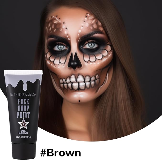 BOBISUKA Brown Face Paint, Oil-based Body Painting Kit, Cream Blendable Facepaint for Halloween Cosplay, Costume, Parties, Stage, Theater, SFX Special Effect Makeup and Hunting Camo