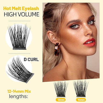 Bodermincer 120 Clusters 10mm+12mm/12mm+14mm/14mm+16mm Mixed Wide Cluster False Eyelash Individual Cluster EyeLashes Grafting Fake False Eyelashes Eyelash Extension (Black 12mm+14mm Mixed)