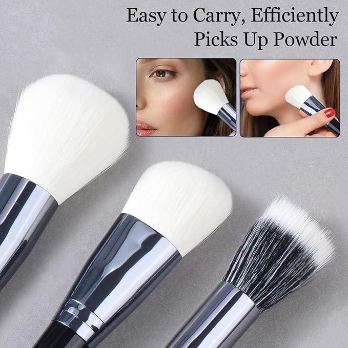 Makeup Brushes Set 7 Pcs Classic Black Makeup Brush Kit, Foundation Brush Eyeshadow Brush Powder Brush Blush Cosmetic Brushes With Case Travel Gift