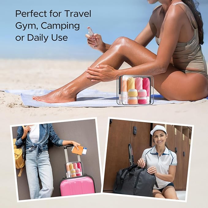 23 Pack TSA Approved Travel Bottles for Toiletries, Leak Proof Refillable Travel Size Containers Kit with Silicone Squeezable Bottles Jars for Shampoo Lotion Conditioner, in Clear Bag, Pink