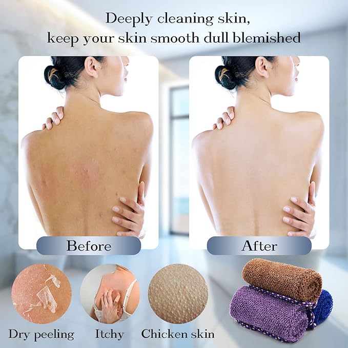 3 Pieces African Net Sponge with Handles Long African Exfoliating Net Washcloth Bath Sponge Net Cloth Wash Net Body Back Scrubber for Shower Loofah