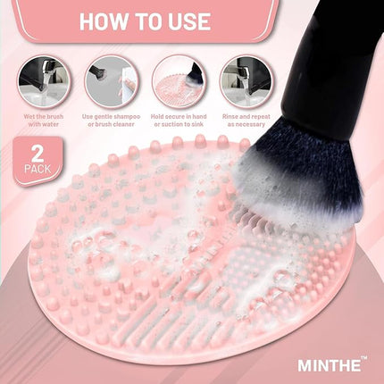 MINTHE™ Makeup Brush Cleaner Mat | 2 Pack | Silicone Make up Cleaning Pad