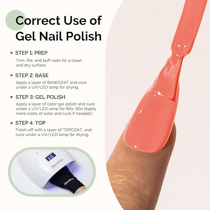 MelodySusie Hema Free Gel Nail Polish, 0.5 Fl Oz Thick Coral Orange Gel Polish, Non-Toxic, Long Lasting, Soak Off UV Nail Polish, Manicure Nail Design Salon DIY Nail Art at Home K1152