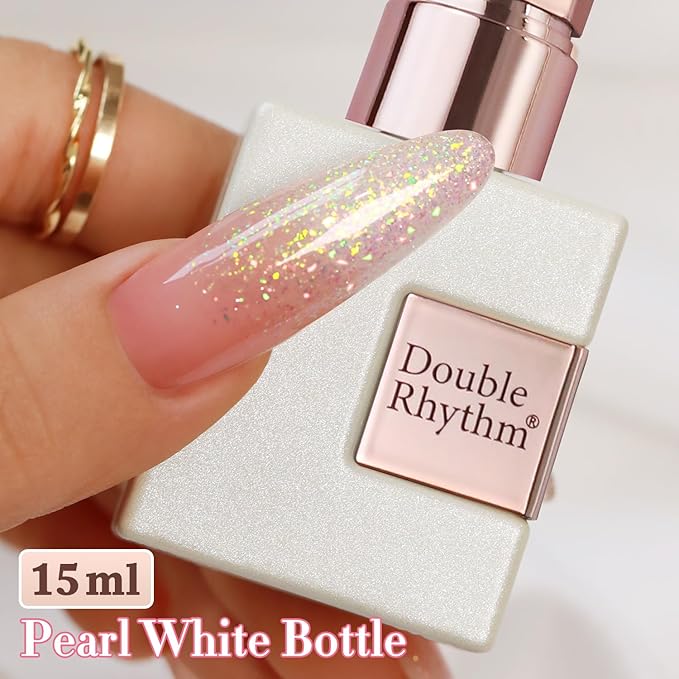 Double Rhythm 0.5Oz Glitter Gel Polish Shimmer Reflective Color for Nail Art Salon DIY Soak Off 15ml Nail Lamp Gel Polish at Home (Pink-B1161)