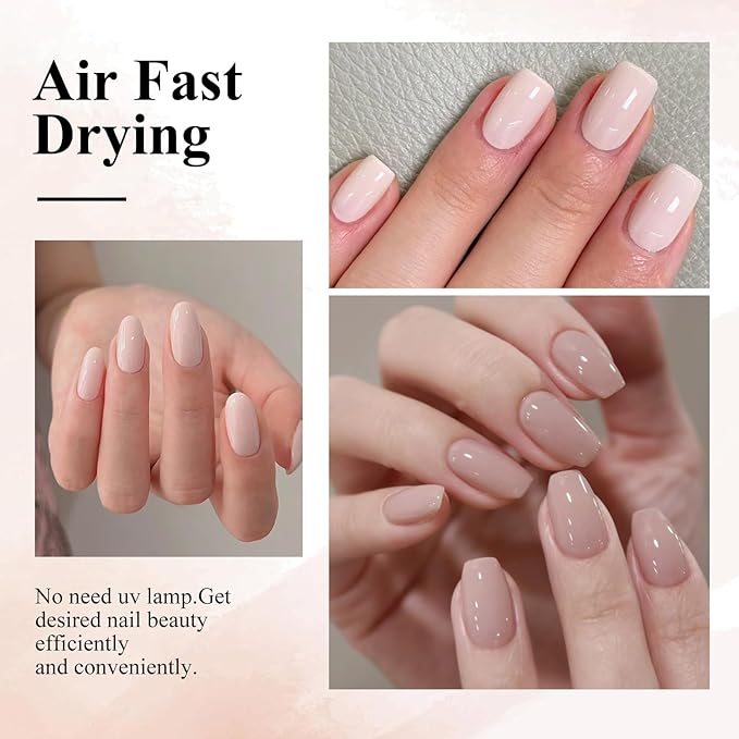 DouborQ 6 Colors Neutral Nude Nail Polish Set Nude Pink Finger Nail Polish Bulk Manicure Nail Art Home Salon Long-lasting Sequins Nail Art Varnish (19-24)