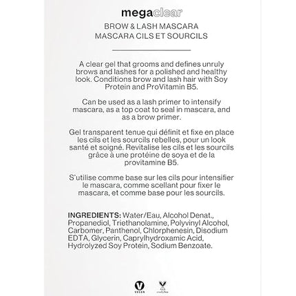wet n wild Mega Clear Brow & Lash Mascara - Sculpts Brows, Defines Lashes, Conditioning with Soy Protein & ProVitamin B5, Primer & Top Coat, Cruelty-Free & Vegan - Clear
