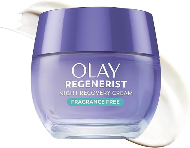 Olay Night Cream for Face, Anti-Aging Face Moisturizer for Women - Fragrance-Free Skin Care, Anti-Wrinkle, Exfoliate, Smooths Texture - Triple Collagen Cream, Niacinamide, Pro-Vitamin B5, 1.7Oz
