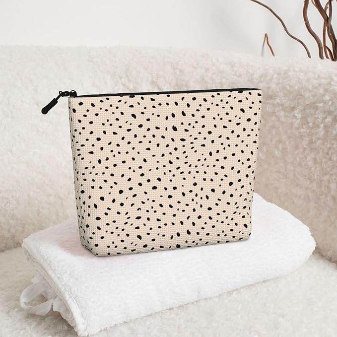 MOLAIGIN Cool Leopard White Cheetah Print Cosmetic Bag For Women, Travel Makeup Bag, Toiletry Zipper Bag, Large Capacity Aesthetic Cases
