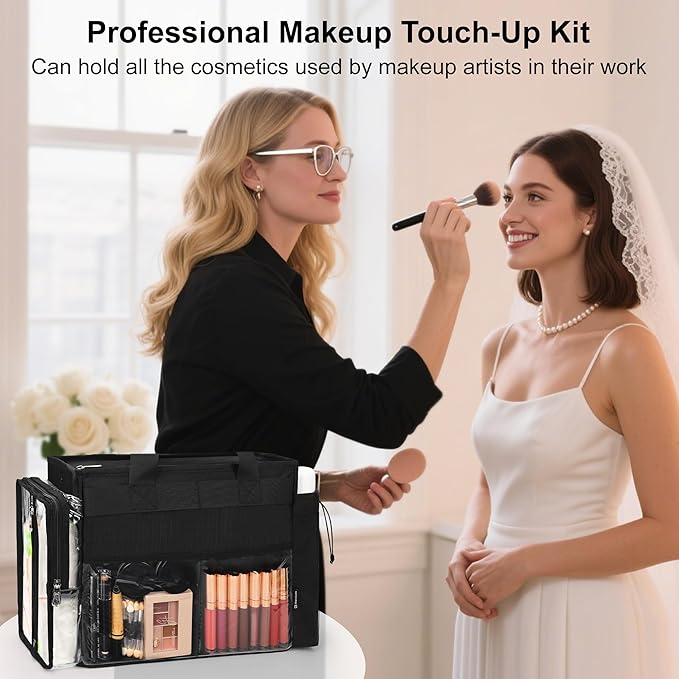 TANTO Travel Makeup Bag Extra Large Makeup Artist Set Bag Large Makeup Organizer Professional Cosmetic Storage Case Tote Bags Hair Stylist Travelling Duffle Bags with Dividers for Makeup Beauty Lover