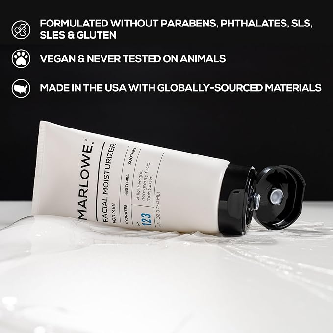 MARLOWE. No. 123 Facial Moisturizer 6 oz, Daily Face Lotion with Aloe Vera & Green Tea Extract, Hydrates, Nourishes, Restores & Soothes, Lightweight, Non-Greasy, Fresh Aloe Citron Scent