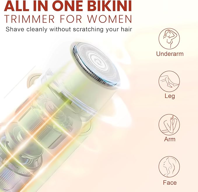 Electric Bikini Trimmer for Women - Dermave Bikini Shaver, Dual Head Shaver Women, 2-in-1 (Green)