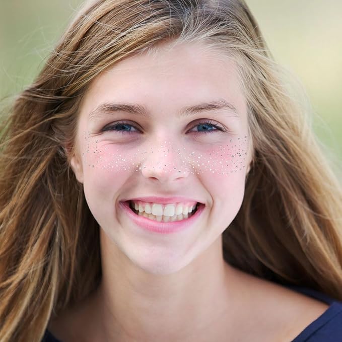 Glitter Freckles Silver Sparkle Freckles Face Tattoo Fake Glitter Freckle Temporary Patches for Women Party Makeup 8 Pcs