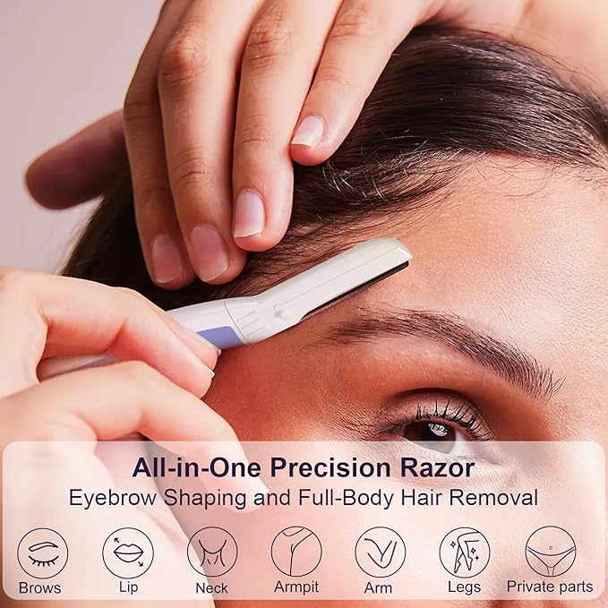 Dermaplane Razor - Facial Razor for Women - Dermaplaning Tool, with 19 Microblades for Face, Peach Fuzz Remover, Remove Facial Hair for Smoother Skin and Perfectly Shape Brows, Aegean Frost