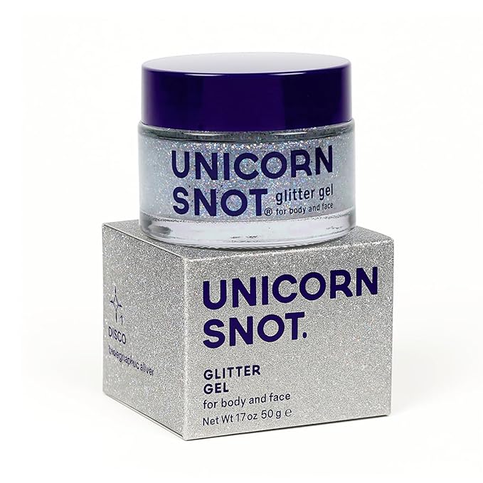 UNICORN SNOT Holographic Face Glitter & Body Glitter Gel: Glitter Makeup, Hair Glitter, Festival Rave and Anime Cosplay, Halloween Costume Makeup - Vegan & Cruelty Free, 1.7 oz Silver Glitter (Disco)